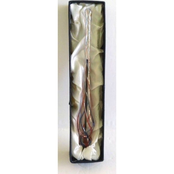 Spiral Blue and Red Art Glass Writing Pen - Picture 2 of 6